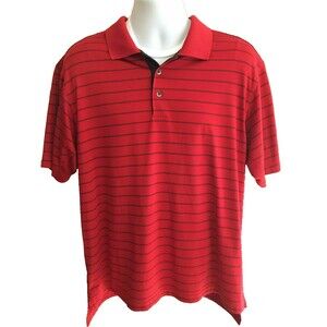 Adidas Mens Polo ClimaCool Red Striped Athletic Short Sleeve Golf Shirt Size L